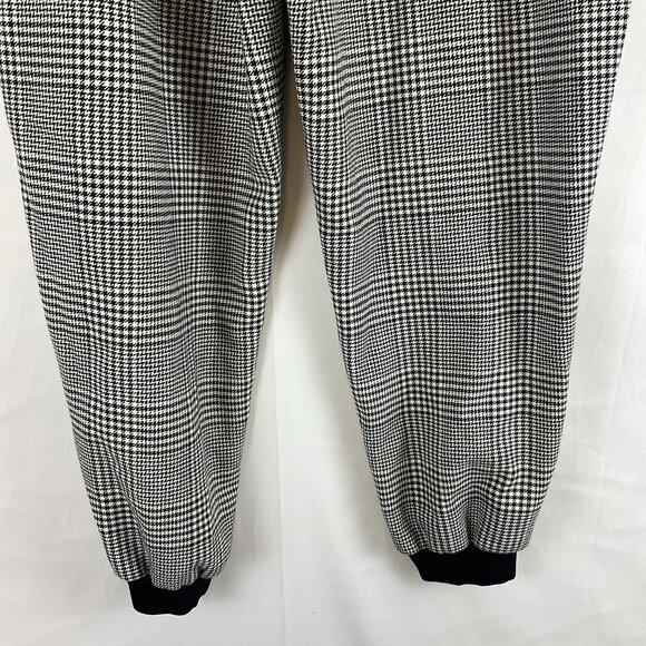 Alice & Olivia Houndstooth Classics Pants 14 Black White Elastic Waist Jogger - Picture 9 of 10